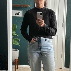 Basic black long sleeved shirt with mock turtle neck